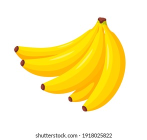 Ripe yellow banana sheaf bunch isolated on white background