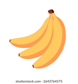 Bananas amarelas maduras com forma curva e casca lisa, isoladas sobre fundo branco. Para comida tropical, saudável, ilha, férias, cartão e conceitos de verão. Ilustração de desenho animado de vetor plano.