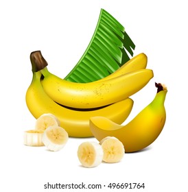 Reife gelbe Bananen. Vektorgrafiken. Vollständig bearbeitbares handgefertigtes Mesh.