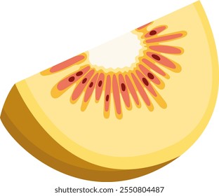 Ilustração fatiada do fruto amarelo maduro do kiwi isolada no fundo branco