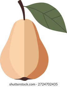 A ripe yellow pear with a long stem and green leaf rendered in soft gradients.