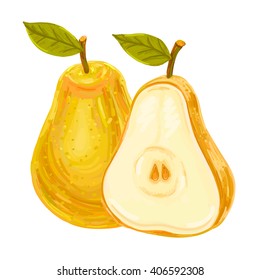 Ripe yellow pear vector illustration
