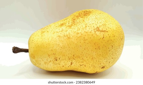 Ripe yellow pear vector isolated closeup. Pear vector. Juicy pear on a white background. The texture of the peel of a pear.  Cosmetology and solving skin problems. Imperfect skin. Problem skin. 