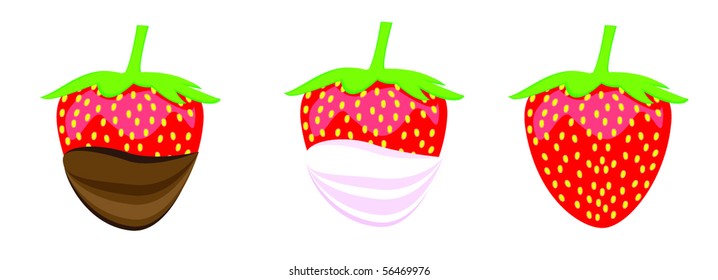 Ripen strawberries covered   in chocolate ,cream