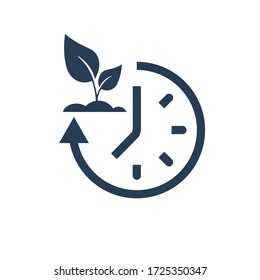 Ripening time. Mature product. Vector icon on a white background.