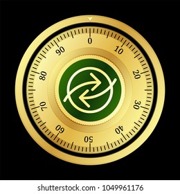 Ripio Credit Network (RCN) cryptocurrency safe lock. Eps10 vector illustration isolated on black background.