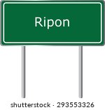 Ripon, California, road sign green vector illustration, road table, USA city