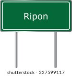 Ripon , United Kingdom , road sign green vector illustration, road table