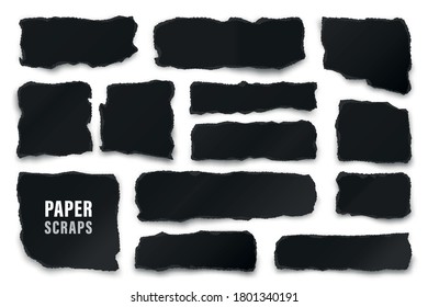 黑い紙切れ リアルでくしゃくしゃになった紙は 破れた縁を持ちます ノートブックのページの切れ端 ベクターイラスト のベクター画像素材 ロイヤリティフリー Shutterstock