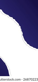 Ripped blue paper with shadow on a transparent background. design element for poster and portrait banner