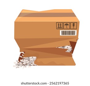 Ripped cardboard parcel box vector illustration