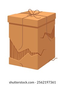 Ripped cargo cardboard packaging vector illustration
