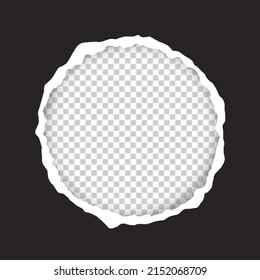 Ripped Circle On Paper For Text Writing. Round Template With Torn Edges. Round Frame Mockup For Banner, Postcard, Message, Poster.