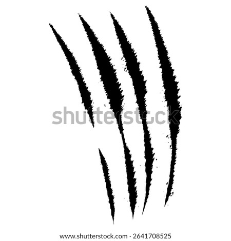 Ripped claw slash with deep tear effect, vector illustration for Halloween, beast designs, or aggressive animal scratch concepts.
