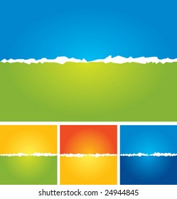 Ripped colorful paper with space for text. Vector illustration.