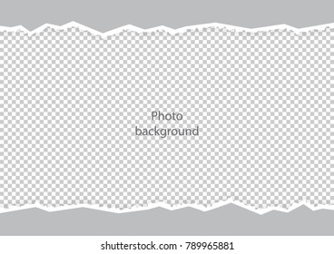 Ripped curves uneven edges texture of the photo frame template. Vector illustration