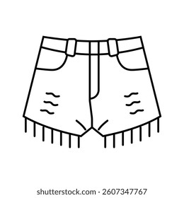 ripped denim shorts diy fashion handmade line icon vector. ripped denim shorts diy fashion handmade sign. isolated contour symbol black illustration