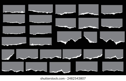 Ripped edges torn paper strips sheet collection