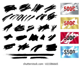 Ripped Effect Marks. Suitable For Scratch Card Game And Win. Brushes. Vector