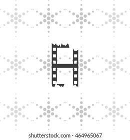 Ripped film strip. Celluloid icon.