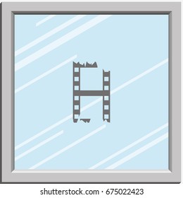 Ripped film strip. Celluloid icon.