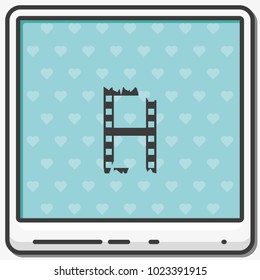Ripped film strip flat vector icon. Celluloid icon.