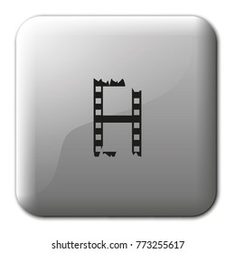 Ripped film strip flat vector icon. Celluloid icon.