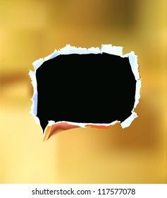 ripped golden paper bubble