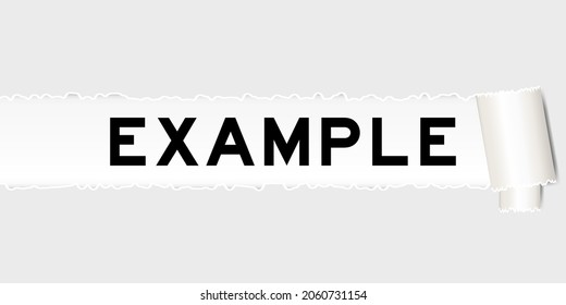 Ripped gray paper background that have word example under torn part