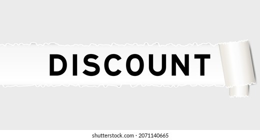 Ripped gray paper background that have word discount under torn part
