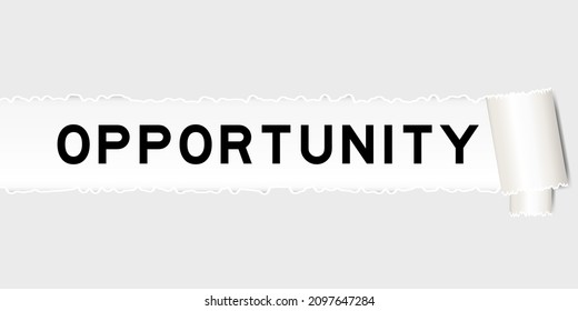Ripped gray paper background that have word opportunity under torn part