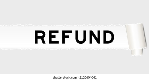 Ripped gray paper background that have word refund under torn part