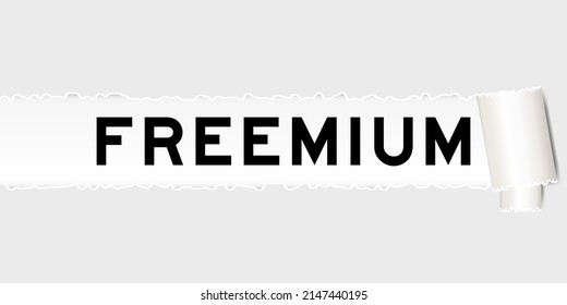 Ripped gray paper background that have word freemium under torn part