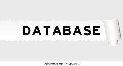 Ripped gray paper background that have word database under torn part