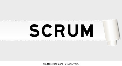 Ripped gray paper background that have word scrum under torn part