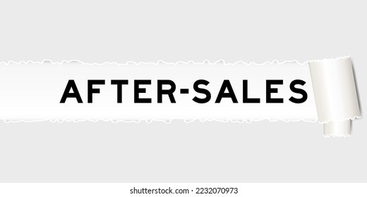 Ripped gray paper background that have word after-sales under torn part