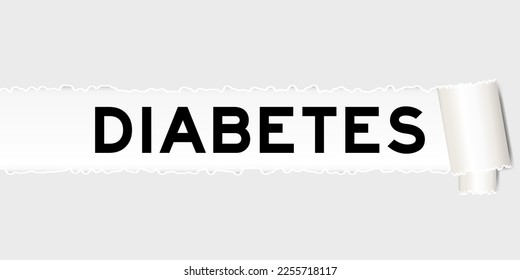 Fondo de papel gris roto que tiene diabetes de palabra en parte desgarrada