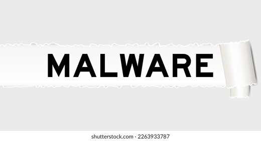 Ripped gray paper background that have word malware under torn part