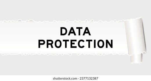 Ripped gray paper background that have word data protection under torn part