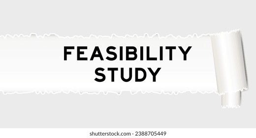 Ripped gray paper background that have word feasibility study under torn part