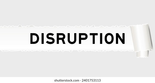 Ripped gray paper background that have word disruption under torn part