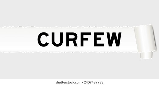 Ripped gray paper background that have word curfew under torn part