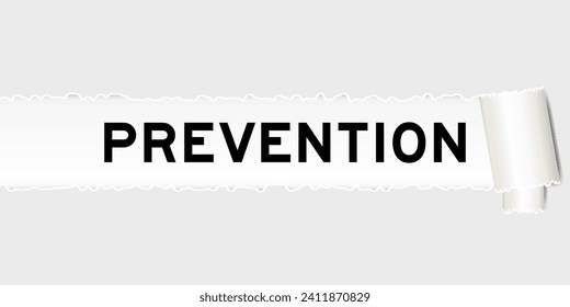 Ripped gray paper background that have word prevention under torn part