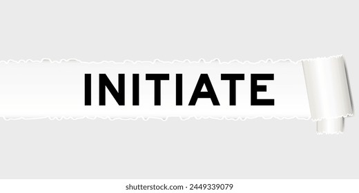 Ripped gray paper background that have word initiate under torn part