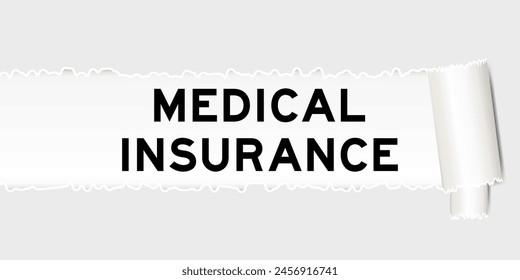 Ripped gray paper background that have word medical insurance under torn part