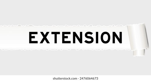 Ripped gray paper background that have word extension under torn part