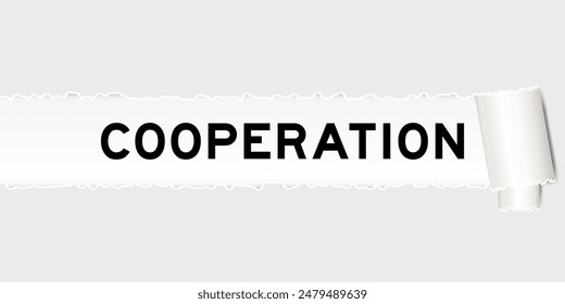 Ripped gray paper background that have word cooperation under torn part