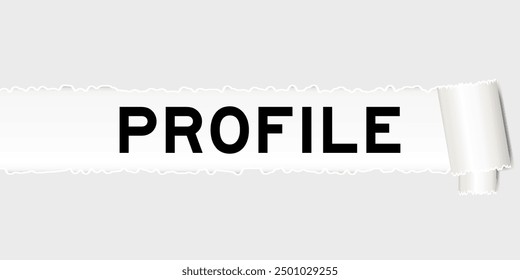 Fondo de papel gris rasgado que tiene perfil de palabra bajo la parte rota