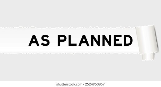 Fondo de papel gris rasgado que tiene la palabra como planeado bajo la parte desgarrada