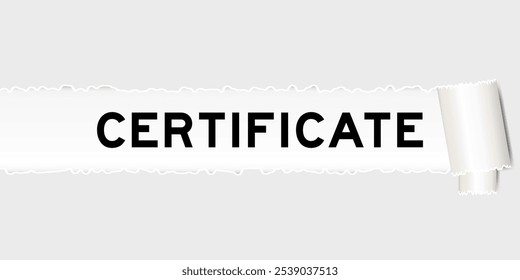 Ripped gray paper background that have word certificate under torn part